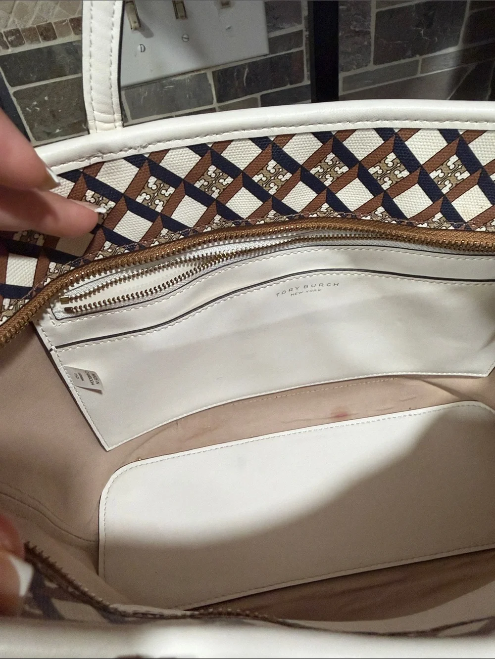 Tory Burch Geo Logo Canvas Tote Bag